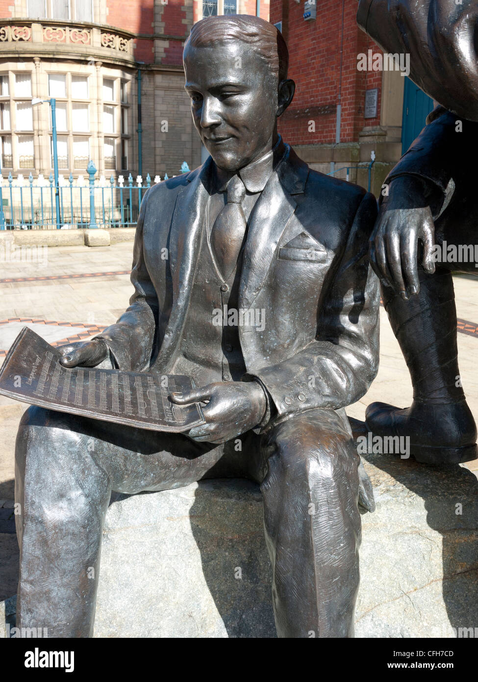 Statue of Jack Judge, music hall entertainer and composer of "It`s a long way to Tipperrary" Stalybridge,England,UK. Stock Photo